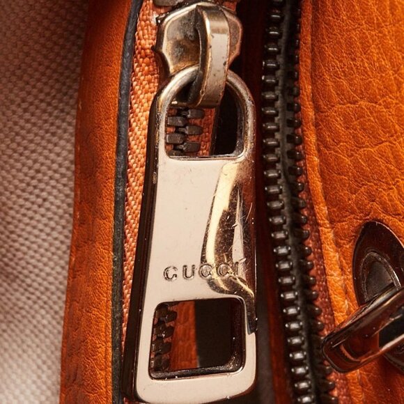 Gucci Orange Pebbled Leather Medium Bamboo Shopper Tote Bag - Picture 7 of 12